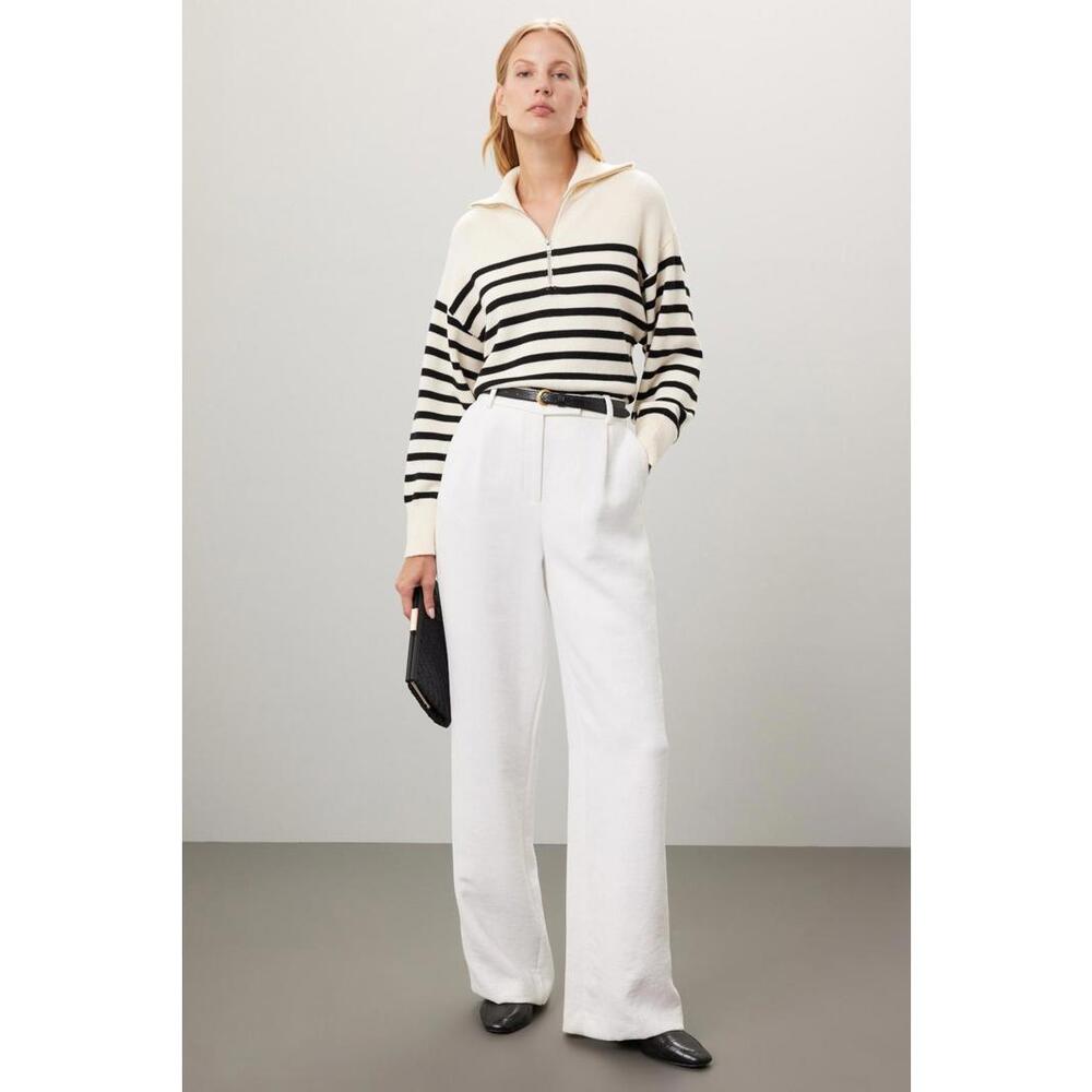 Marissa Webb x RTR Off-White Stripe Quarter Zip Sweater Size S